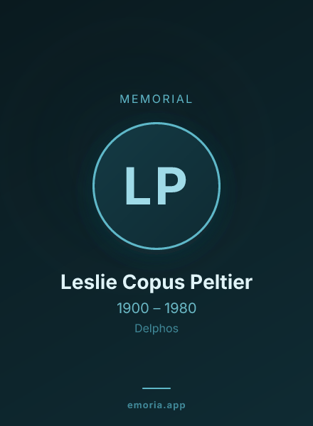 Memorial portrait of Leslie Copus Peltier