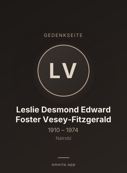 Gedenkportrait von Leslie Desmond Edward Foster Vesey-Fitzgerald