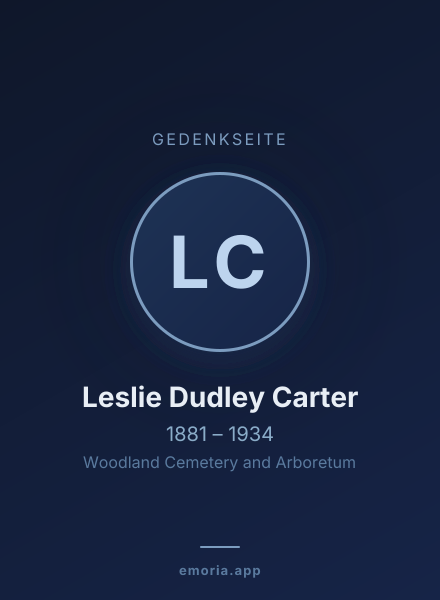 Gedenkportrait von Leslie Dudley Carter