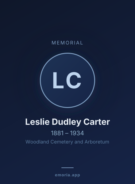Memorial portrait of Leslie Dudley Carter