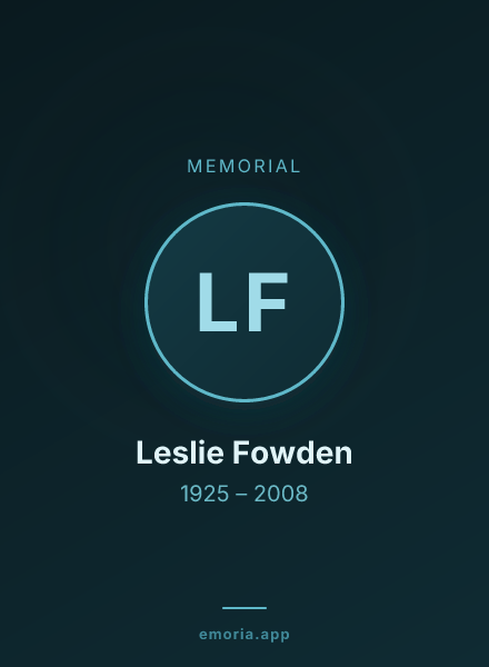 Memorial portrait of Leslie Fowden