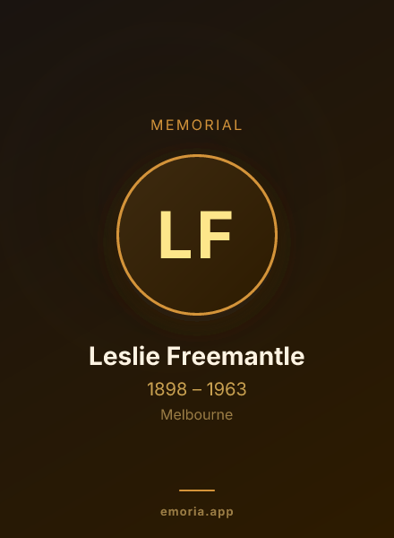 Memorial portrait of Leslie Freemantle
