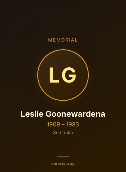 Memorial portrait of Leslie Goonewardena