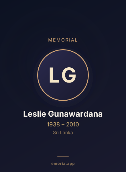Memorial portrait of Leslie Gunawardana