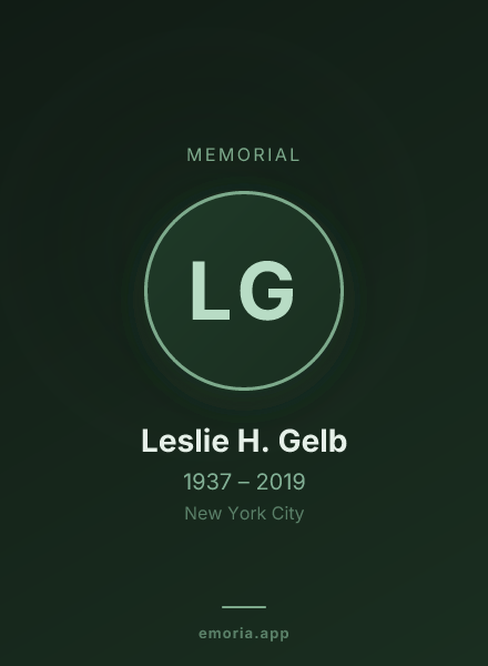 Memorial portrait of Leslie H. Gelb