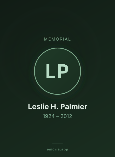 Memorial portrait of Leslie H. Palmier