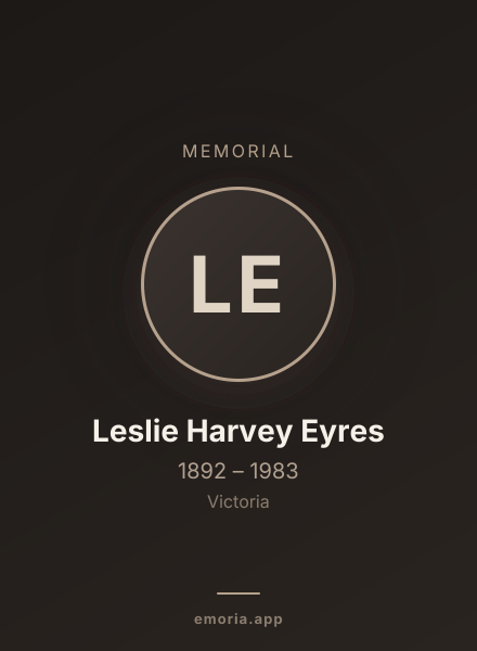 Memorial portrait of Leslie Harvey Eyres