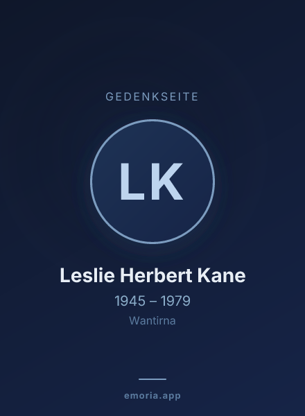 Gedenkportrait von Leslie Herbert Kane