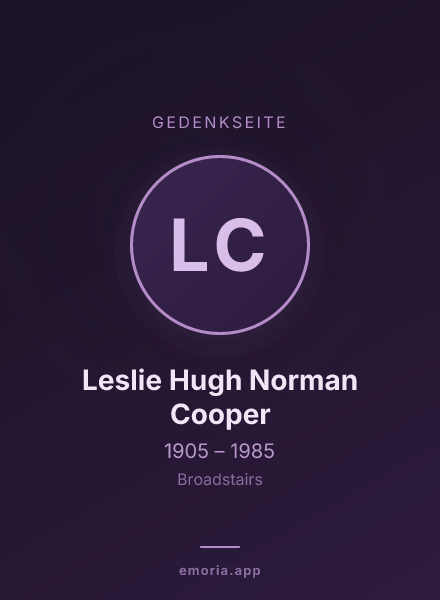 Gedenkportrait von Leslie Hugh Norman Cooper