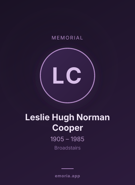 Memorial portrait of Leslie Hugh Norman Cooper