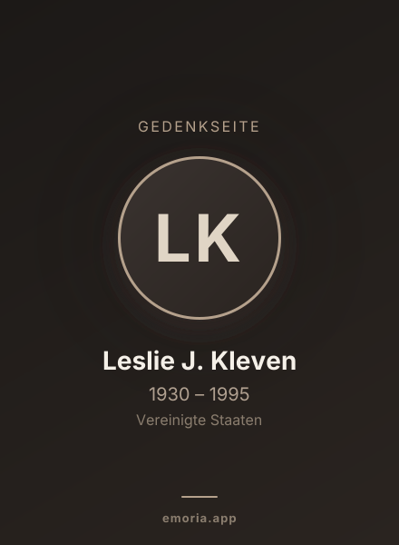Gedenkportrait von Leslie J. Kleven