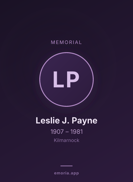 Memorial portrait of Leslie J. Payne