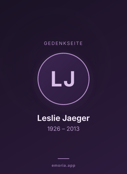 Gedenkportrait von Leslie Jaeger