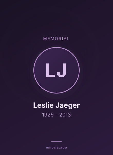 Memorial portrait of Leslie Jaeger