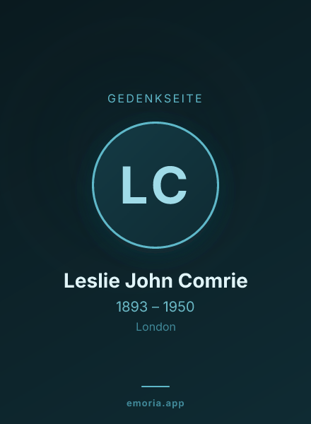 Gedenkportrait von Leslie John Comrie