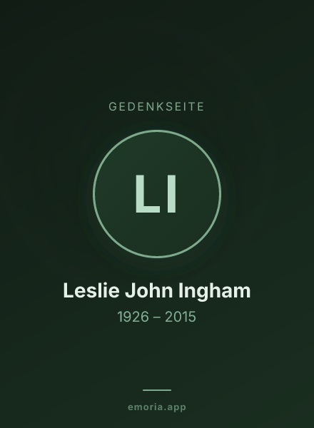 Gedenkportrait von Leslie John Ingham