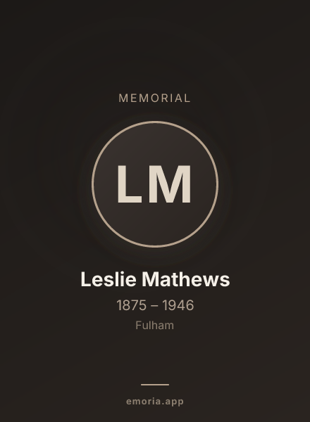 Memorial portrait of Leslie Mathews