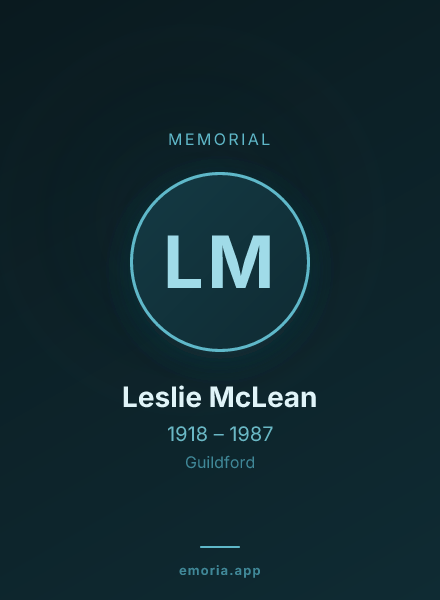 Memorial portrait of Leslie McLean