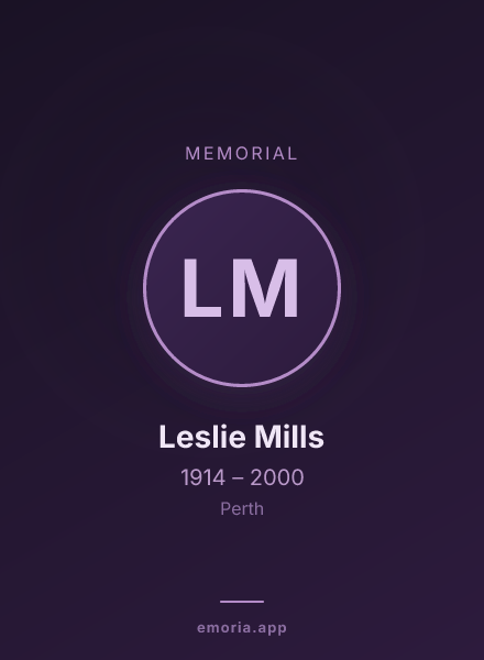 Memorial portrait of Leslie Mills