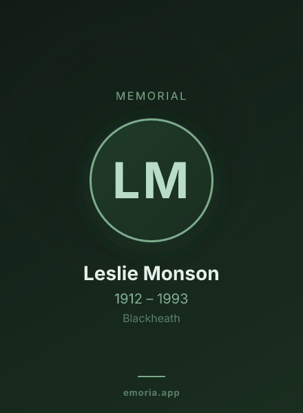 Memorial portrait of Leslie Monson