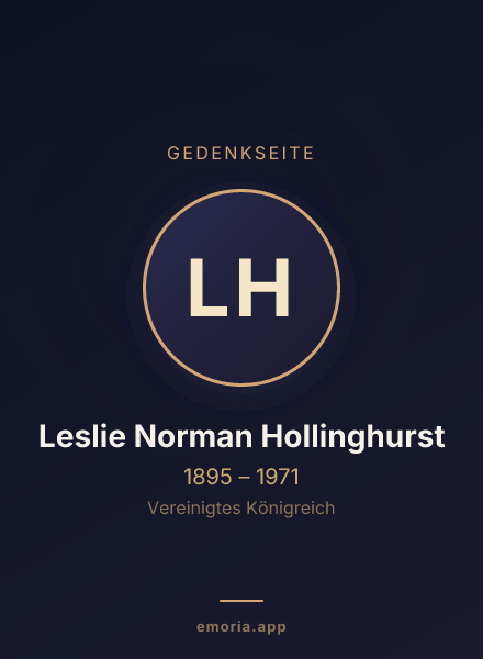 Gedenkportrait von Leslie Norman Hollinghurst