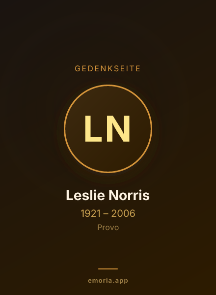 Gedenkportrait von Leslie Norris