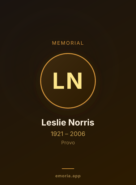 Memorial portrait of Leslie Norris