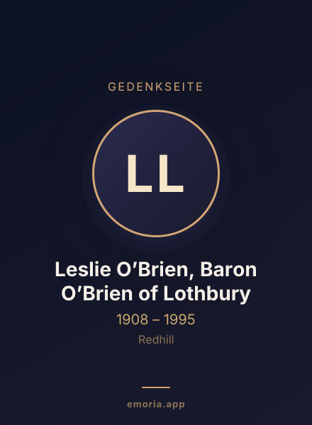 Gedenkportrait von Leslie O’Brien, Baron O’Brien of Lothbury