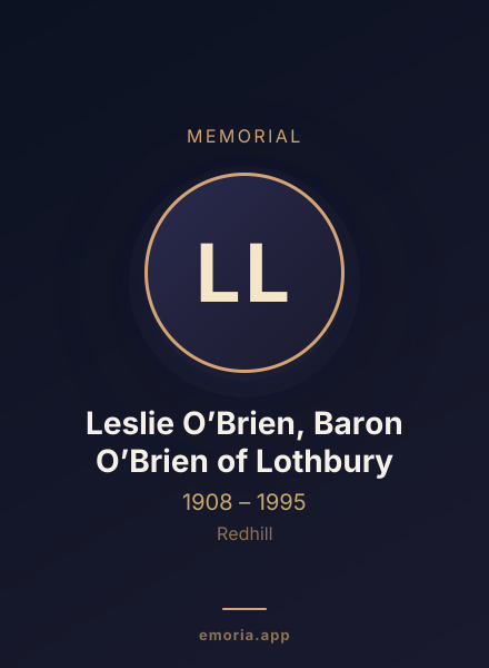 Memorial portrait of Leslie O’Brien, Baron O’Brien of Lothbury