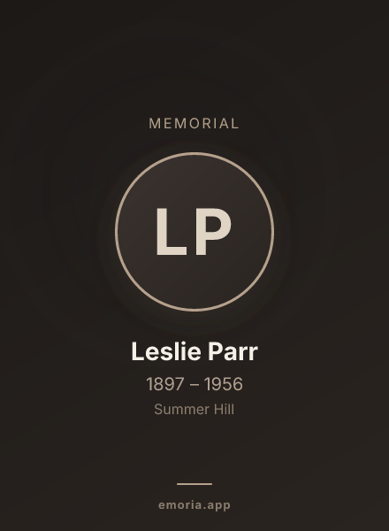 Memorial portrait of Leslie Parr