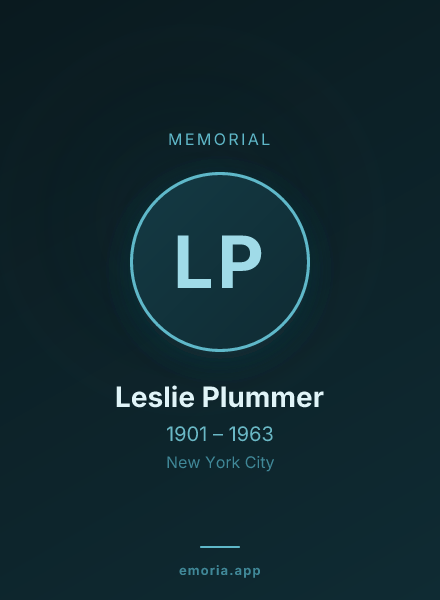 Memorial portrait of Leslie Plummer