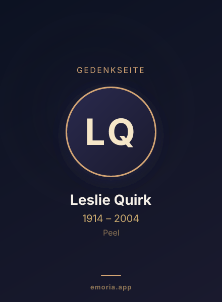 Gedenkportrait von Leslie Quirk