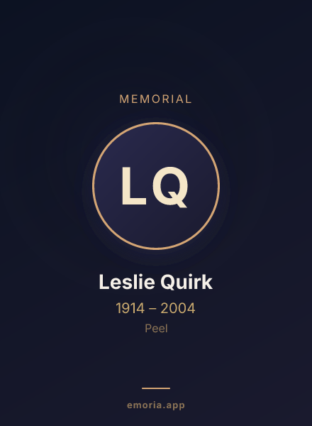 Memorial portrait of Leslie Quirk