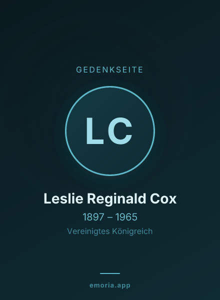 Gedenkportrait von Leslie Reginald Cox