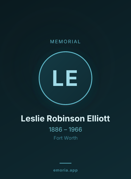 Memorial portrait of Leslie Robinson Elliott