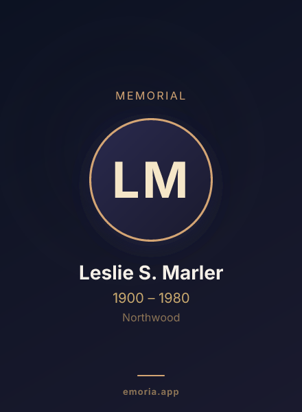 Memorial portrait of Leslie S. Marler