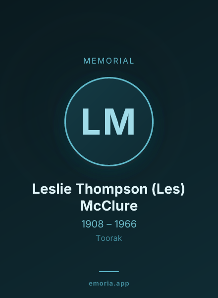 Memorial portrait of Leslie Thompson (Les) McClure