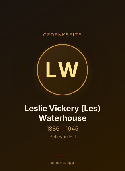 Gedenkportrait von Leslie Vickery (Les) Waterhouse