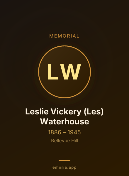 Memorial portrait of Leslie Vickery (Les) Waterhouse