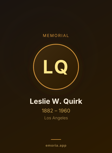 Memorial portrait of Leslie W. Quirk