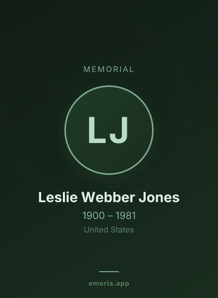 Memorial portrait of Leslie Webber Jones