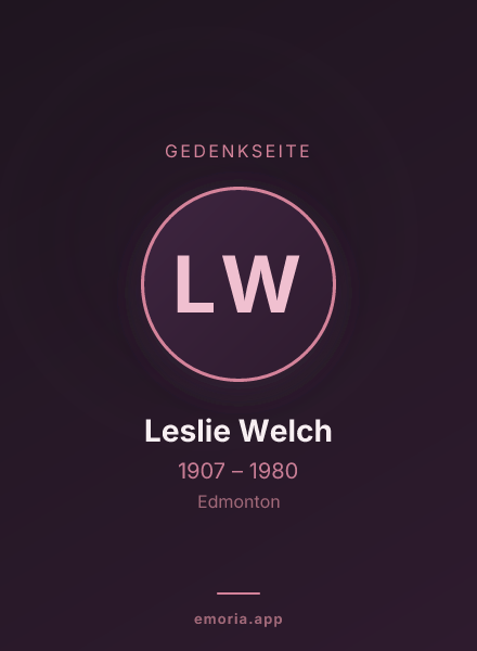 Gedenkportrait von Leslie Welch