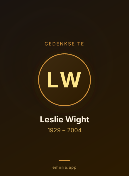Gedenkportrait von Leslie Wight