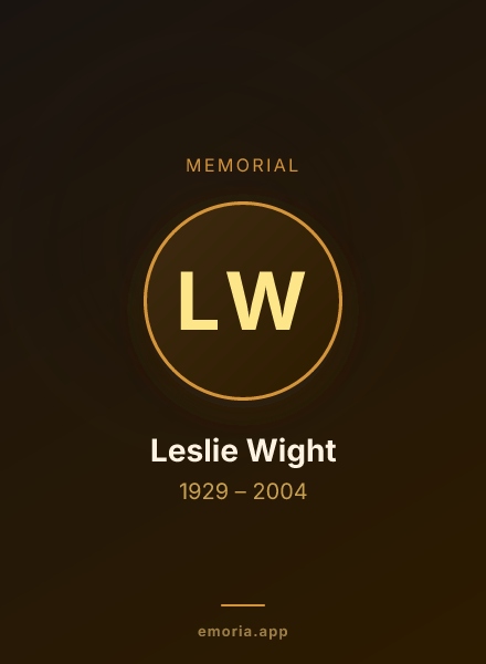 Memorial portrait of Leslie Wight