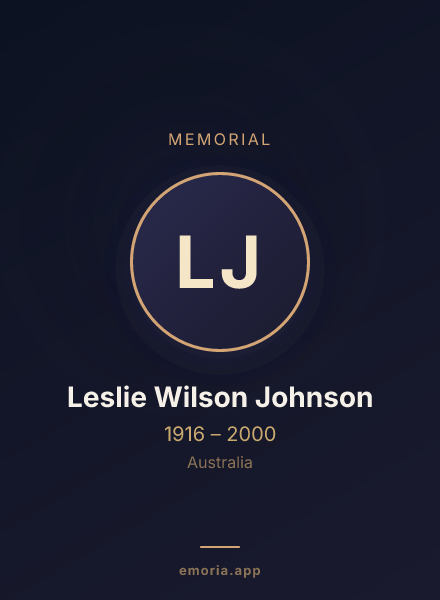Memorial portrait of Leslie Wilson Johnson