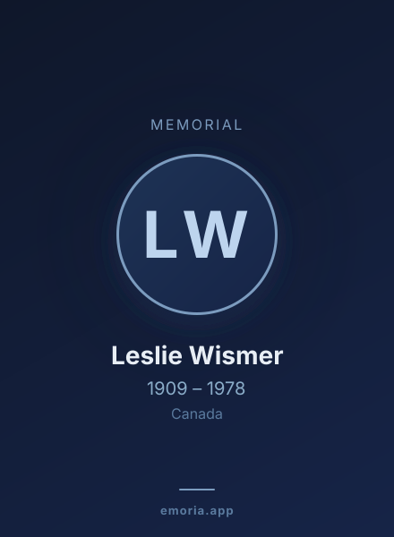 Memorial portrait of Leslie Wismer