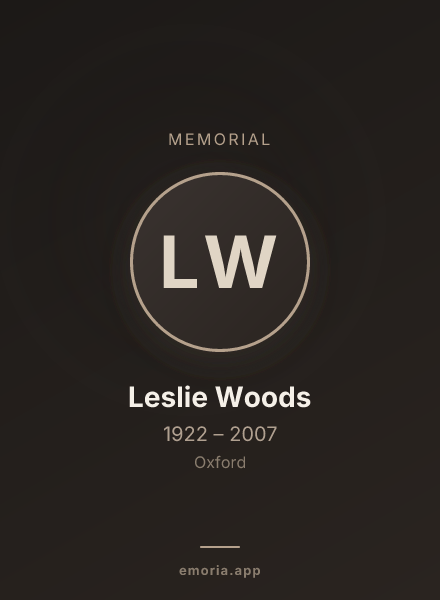 Memorial portrait of Leslie Woods