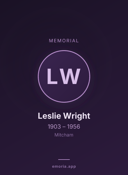 Memorial portrait of Leslie Wright
