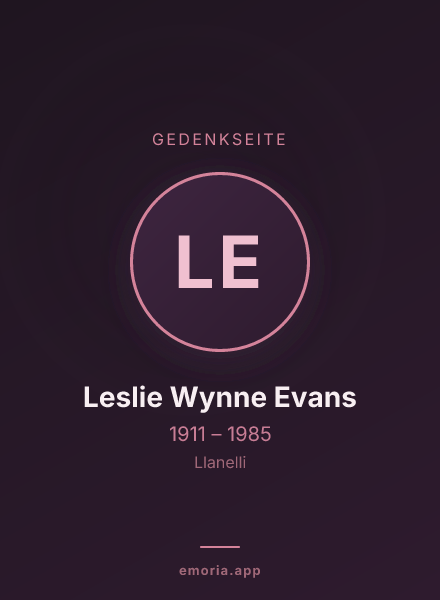 Gedenkportrait von Leslie Wynne Evans