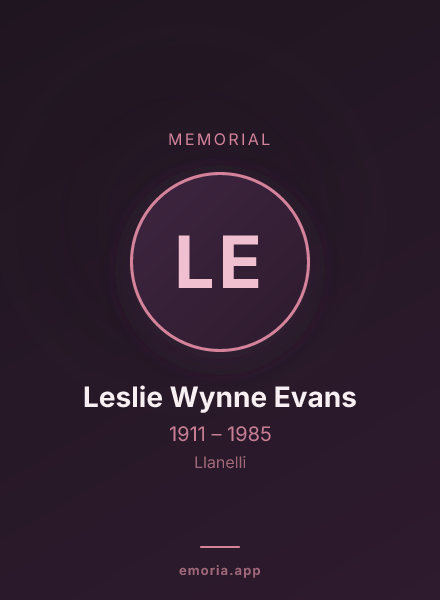 Memorial portrait of Leslie Wynne Evans